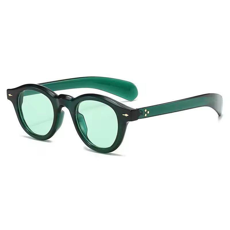 Small Round Retro Sunglasses UV400 Clear Lens Punk Style green