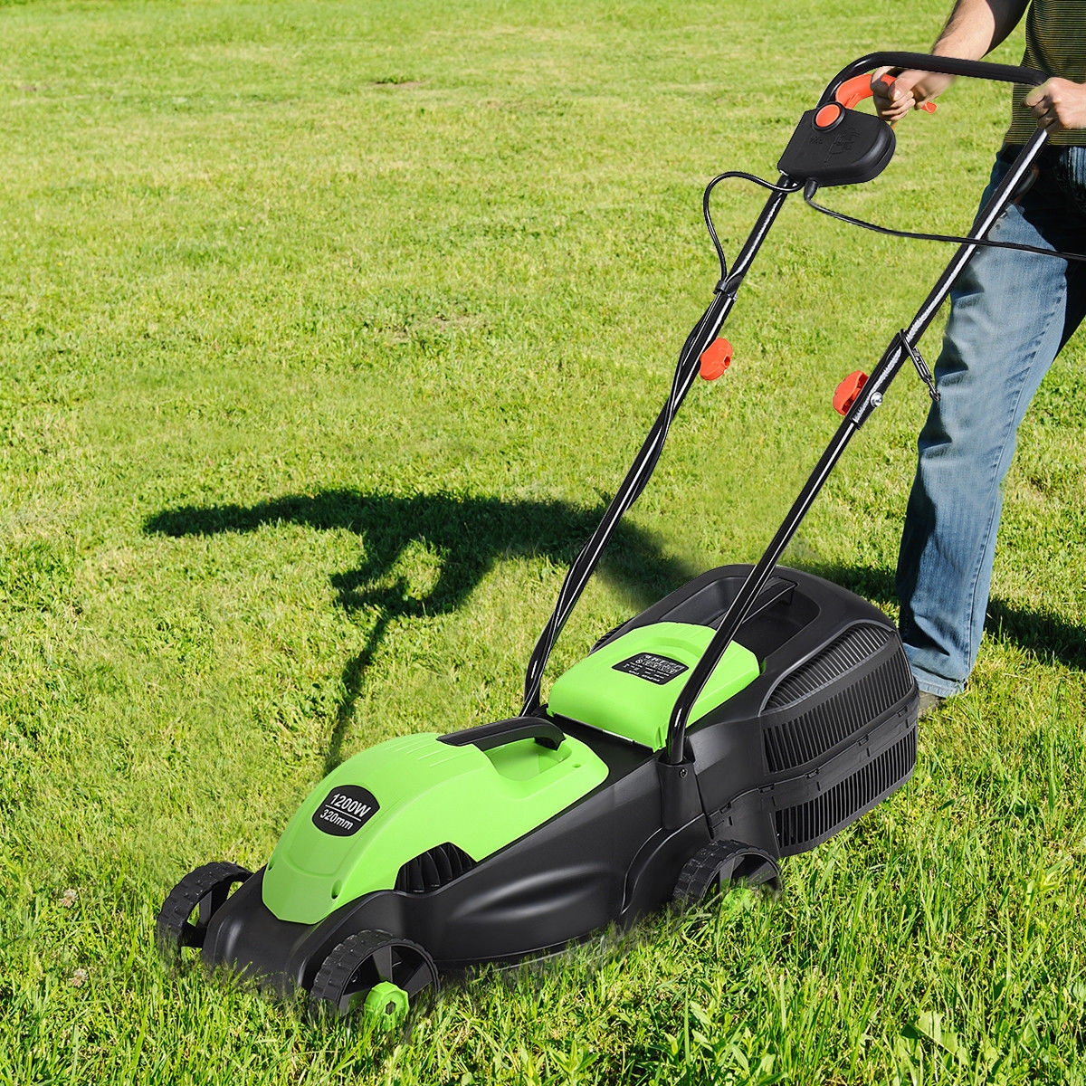 13 Inch Electric Push Lawn Corded Mower With Grass Bag, 30 L Collection Box, Height Adjustable Deck & Ergonomic Handle 13 Inch Electric Push Lawn Corded Mower With Grass Bag, 30 L Collection Box, Height Adjustable Deck & Ergonomic Handle