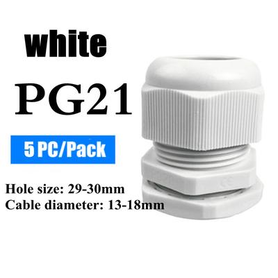Waterproof Nylon Cable Gland Connector Joint, Cable Entry Fitting For Electrical Boxes, Panels, And Junction Enclosure pg21 White 5pcs