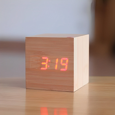 4 In 1 Modern Digital Alarm Clock LED Digital Alarm Clock, Perfect Gift For Home & Office Oak Orange Light