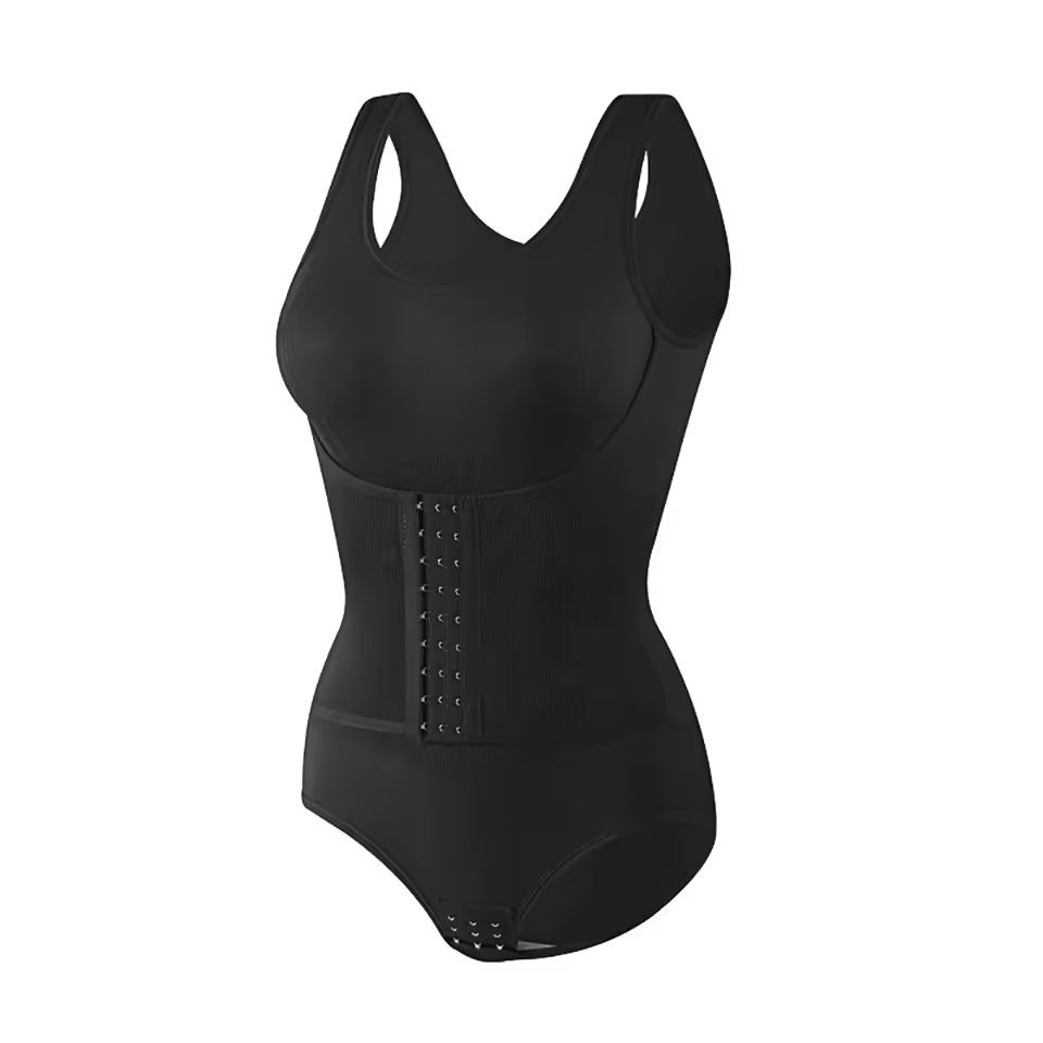 Zipper Waist Trainer Bodysuit Tummy Control Shapewear With Belt 3xl black