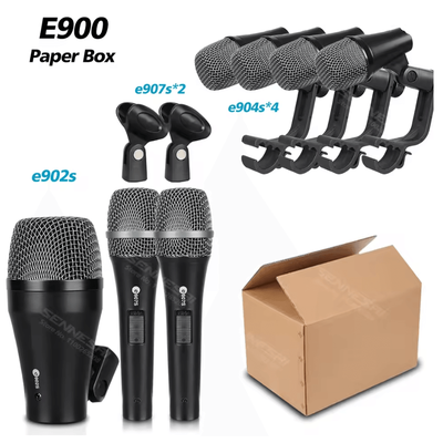 SENNESAI E900 7 Piece Drum Microphone Kit For Kick Snare Tom And Cymbals e900 Paper Box