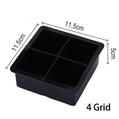Grid Big Ice Tray Mold Box, Large Food Grade Silicone Ice Cube Square Tray For DIY Bar & Pub 4 Grid