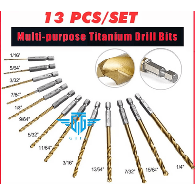 Titanium Coated HSS Twist Drill Bit Set With Quick Release Hex Shank, Precision Metal Drilling Kit For Power Tools & DIY Titanium Coated HSS Twist Drill Bit Set With Quick Release Hex Shank, Precision Metal Drilling Kit For Power Tools & DIY