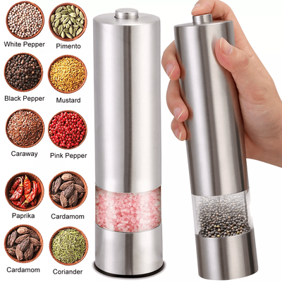 1PCS Electric Salt Pepper Grinder Mill Shakers Set Adjustable Stainless Steel Battery Operated One Handed Spice Grinder 1PCS Electric Salt Pepper Grinder Mill Shakers Set Adjustable Stainless Steel Battery Operated One Handed Spice Grinder