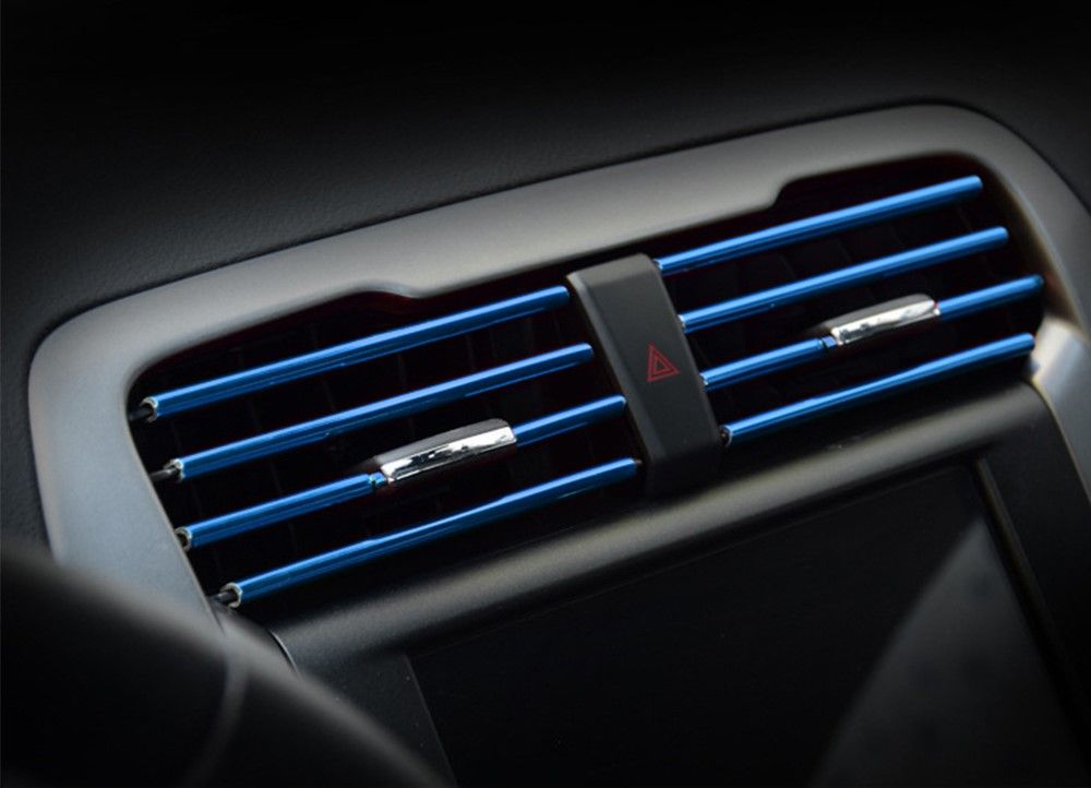 U Shape Car Air Conditioner Outlet Decorative Trim, Stylish Moulding & Corner Protector For Auto Styling blue