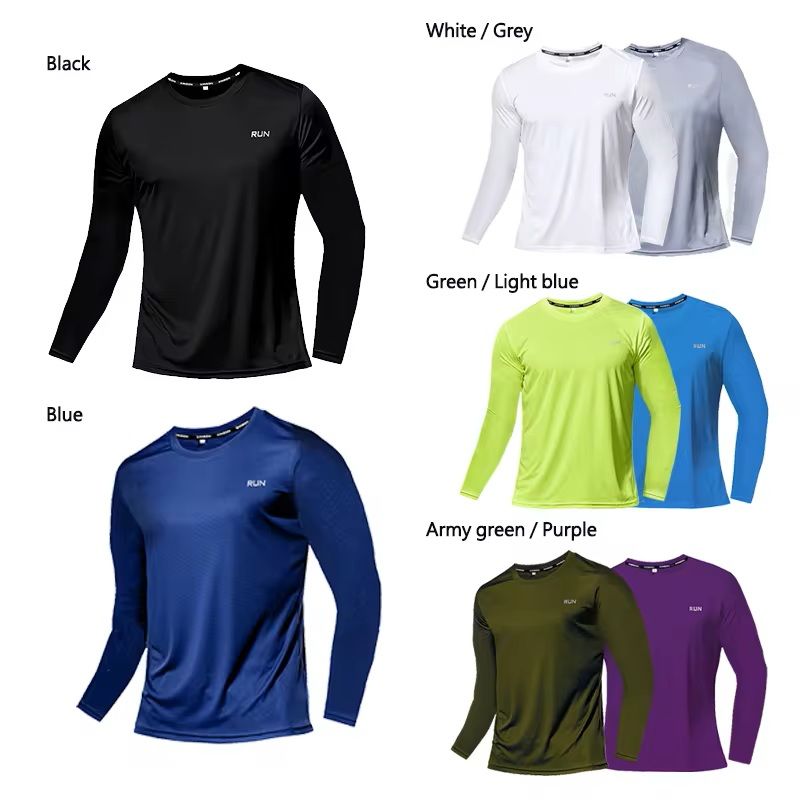 Mens Ice Silk Long Sleeve T Shirt Quick Dry Breathable Sun Protection gray xl