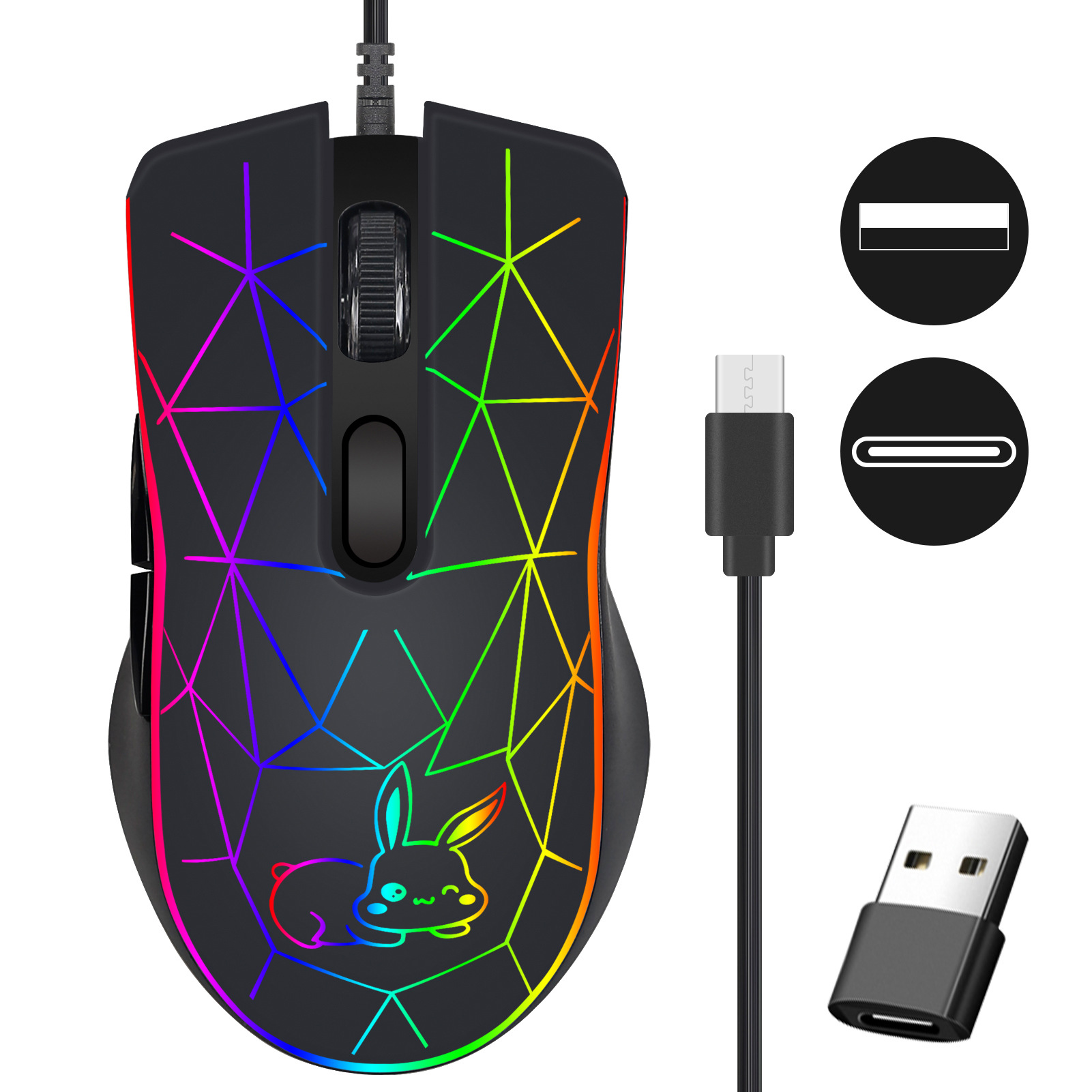 Wired Type C Mouse With LED Lights, Type C USB Optical Mouse For Huawei, Apple Devices, Tablets, Laptops Wired Type C Mouse With LED Lights, Type C USB Optical Mouse For Huawei, Apple Devices, Tablets, Laptops