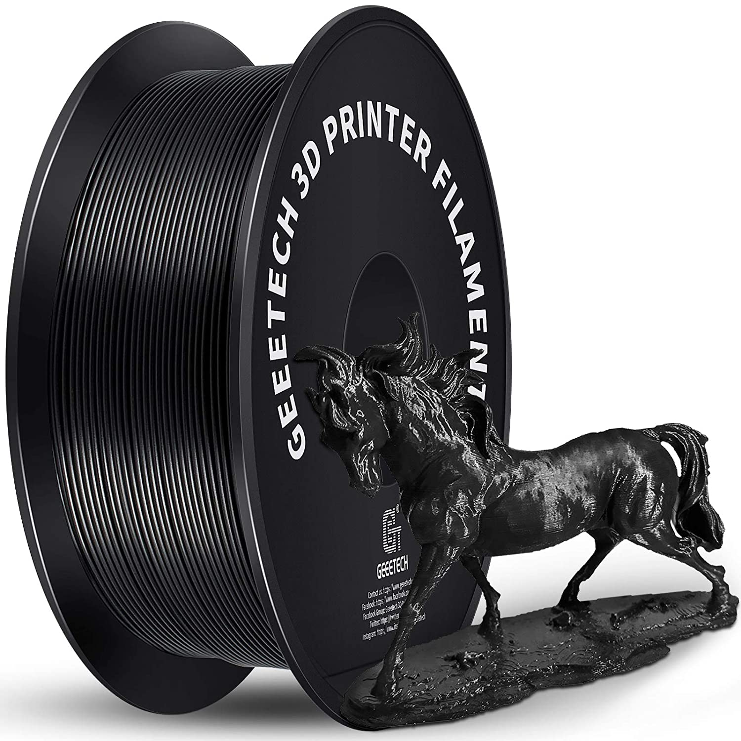Geeetech 3D Printer Filament PLA Spool, Tangle Free, Pure Plastic, Vacuum Packed 3D Printing Material For Smooth Layer pla Black