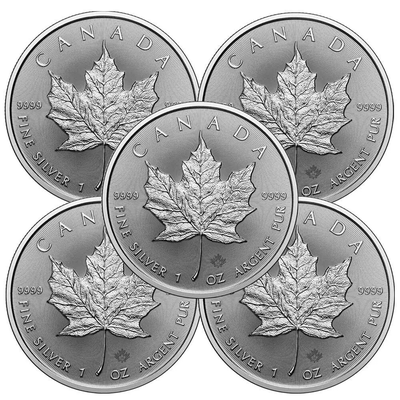 5 Dollar Silver Canadian Maple Leaf 1 Oz BU Coins, Brilliant Uncirculated, IRA Eligible, Collectible Bullion Investment 5 Dollar Silver Canadian Maple Leaf 1 Oz BU Coins, Brilliant Uncirculated, IRA Eligible, Collectible Bullion Investment