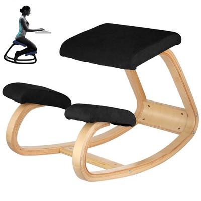 Wooden Ergonomic Kneeling Chair With Memory Seat Cushion, Posture Correcting Rocking Knee Stool For Home Office Wooden Ergonomic Kneeling Chair With Memory Seat Cushion, Posture Correcting Rocking Knee Stool For Home Office