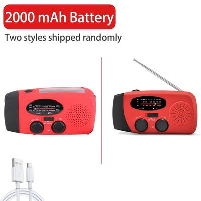 Portable Emergency Radio With Solar USB Charging LED Light And FM AM For Travel And Outdoor Use red
