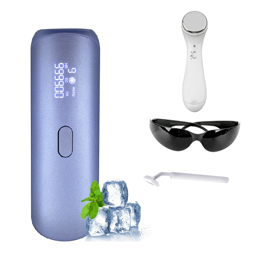 3in1 Portable Laser Hair Removal For Women, Cooling IPL Rejuvenation, Acne Removal & Permanent Bikini Line Trimmer with Face Massager
