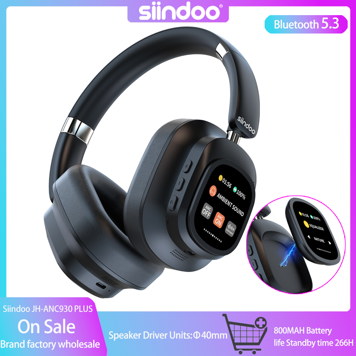 Wireless Headphone, Hybrid ANC Headphones, Multi Magnetic Touch Control, LED Display, Long Battery Wireless Headphone, Hybrid ANC Headphones, Multi Magnetic Touch Control, LED Display, Long Battery