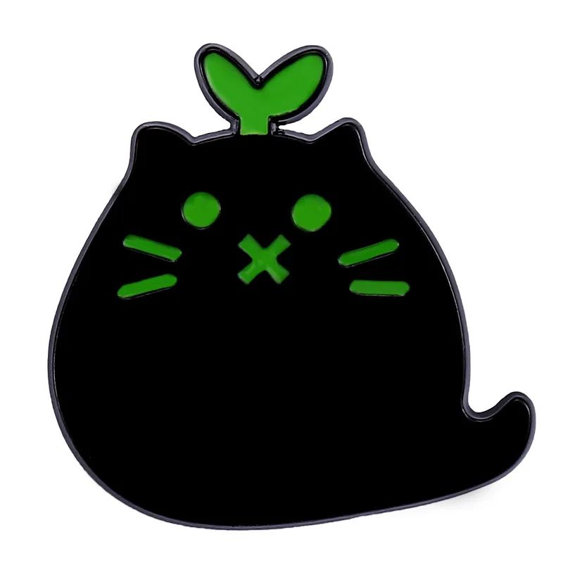 Cartoon Cute Black Cat Shape Enamel Brooch, Metal Animal Badge Pin Jewelry For Kids, Punk Style Fashion Small Gift 2 5pcs