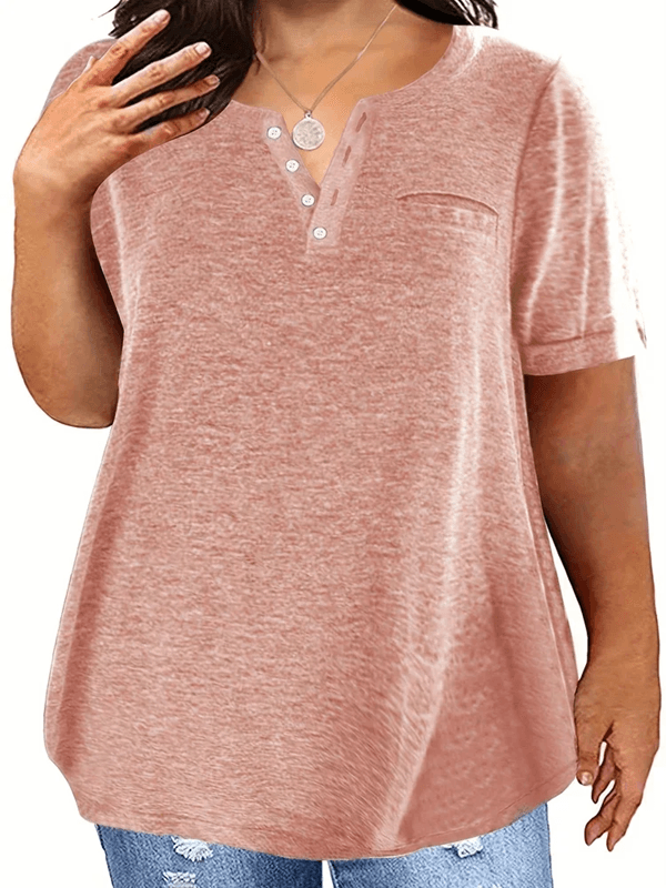 Plus Size V Neck Pocket T Shirt Casual Loose Fit Top For Women 1XL To 8XL 8xl dark Gray