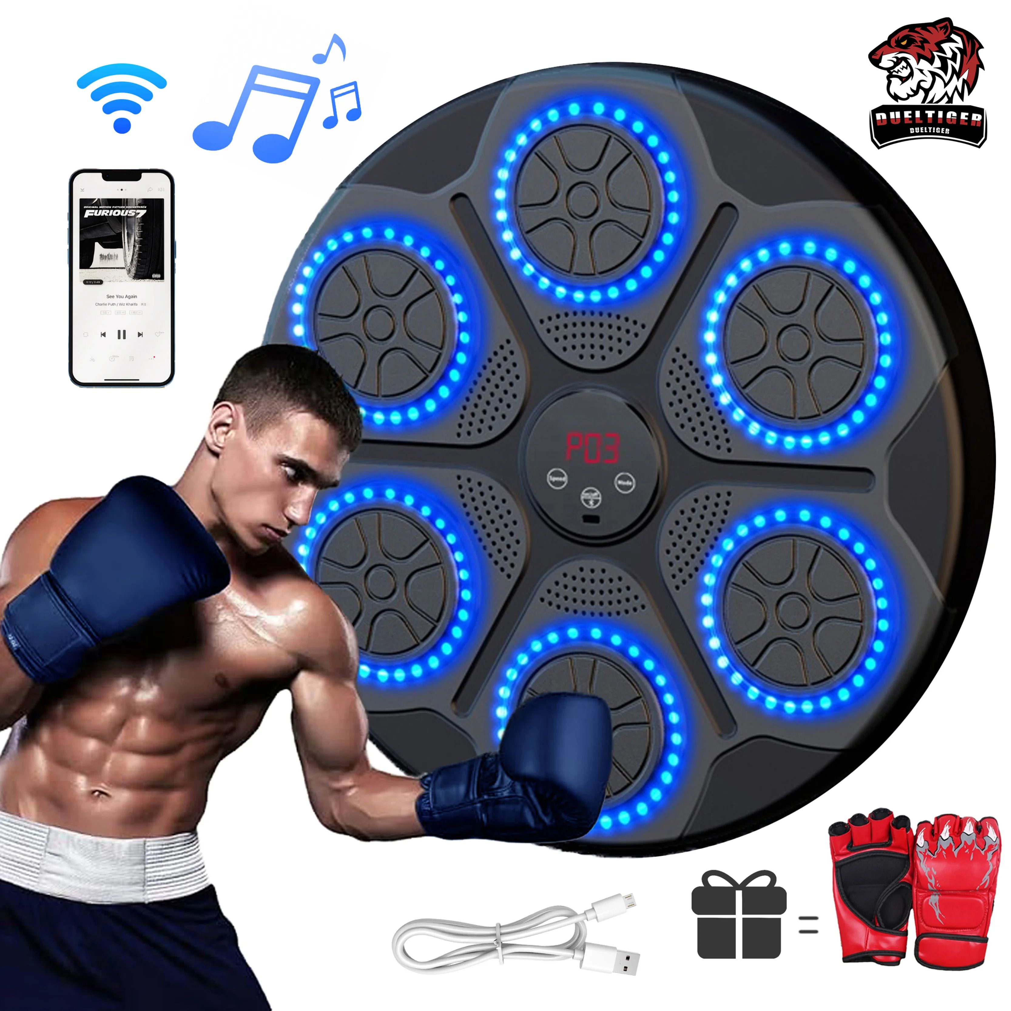 Smart Bluetooth Music Boxing Trainer, Wall Mounted Electronic Boxing Target For Home Gym, Smart Trainer For Speed Smart Bluetooth Music Boxing Trainer, Wall Mounted Electronic Boxing Target For Home Gym, Smart Trainer For Speed
