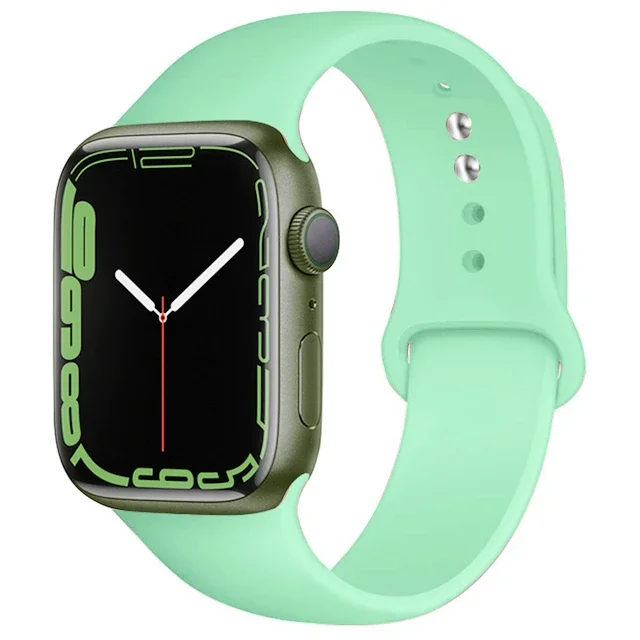 Sport Silicone Band For Apple Watch Strap IWatch Series Bracelet Replacement Wristband 33 Fragrant Green 42 44 45 49 46mm S m