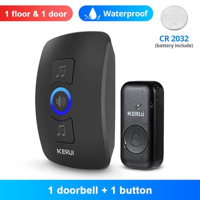 Smart Home Outdoor Wireless Doorbell Waterproof Chime Kit, LED Flash Security Alarm & House Welcome Melodies 1receiver 1button b1 us Plug