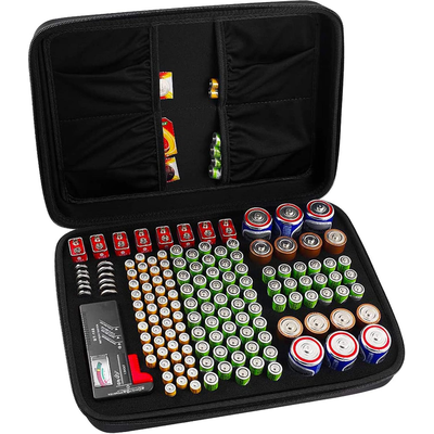 Battery Organizer Case With Tester, Holds 140+ Batteries, Includes BT 168 Checker, Ideal For Garage Organization all Blcak