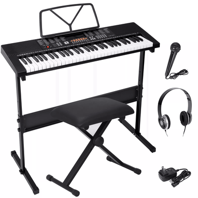 Electric Keyboard Piano 61 Key With Headphones, Microphone & Stool For Beginners Electric Keyboard Piano 61 Key With Headphones, Microphone & Stool For Beginners