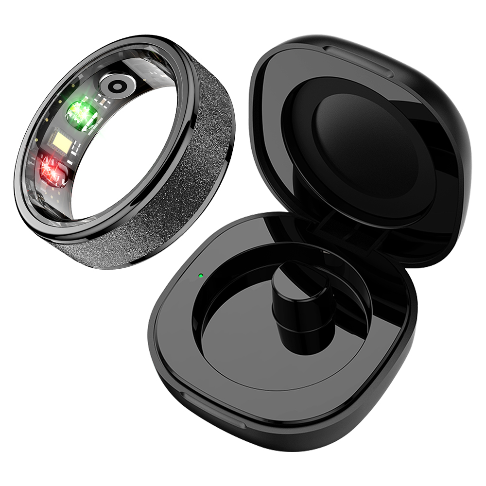 Fitness Smart Ring, Sleep Tracker, 5ATM Waterproof, Multi Sport Modes, Includes Charging Case (Unisex) black 12