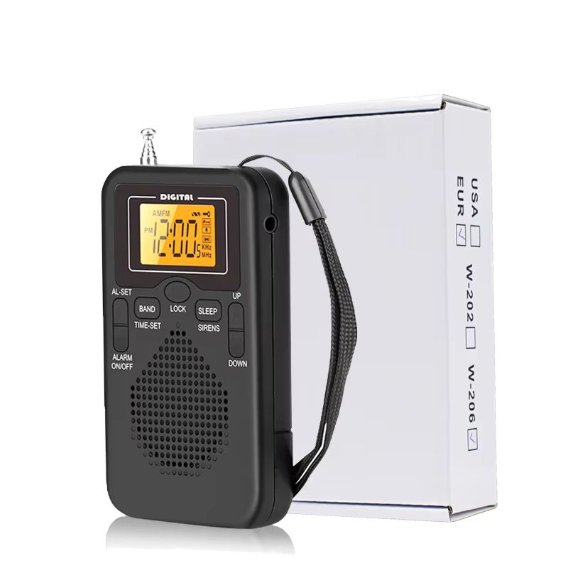 EchoTune W 206 Portable FM AM Radio With Digital Alarm & LCD Display w206 bk