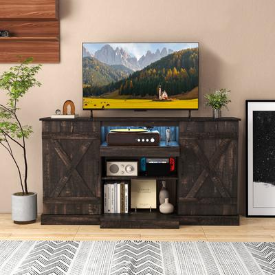 Modern 58 Inches TV Stand For TVs Up To 65" With 20 Color LED Lights, Storage Cabinets & Shelves Modern 58 Inches TV Stand For TVs Up To 65" With 20 Color LED Lights, Storage Cabinets & Shelves