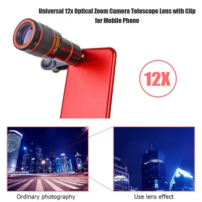 Universal Telephoto Lens For Smartphones, Perfect For Travel, Wildlife & Sports Photography 12x