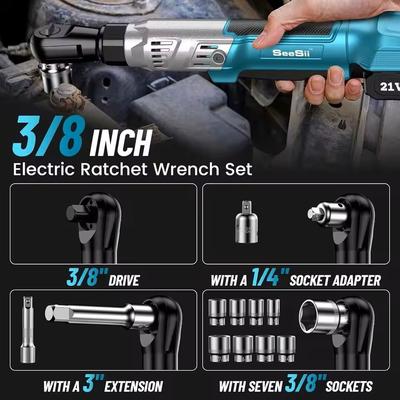 Cordless Power Ratchet Wrench Kit With Two Batteries And Variable Speed For Automotive And DIY Use Cordless Power Ratchet Wrench Kit With Two Batteries And Variable Speed For Automotive And DIY Use