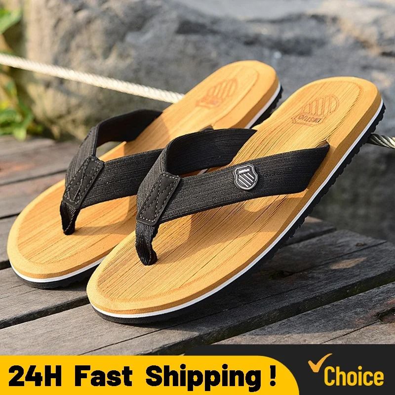 Casual Summer Flip Flops For Men With Non Slip Sole Flat Slides Comfortable Indoor Outdoor Beach House Sandals Slippers us 9 gray