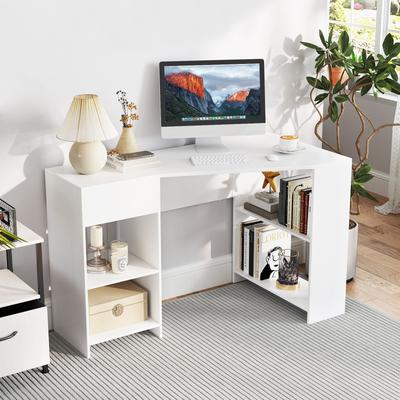48 Inches L Shaped Corner Executive Computer Desk With Drawer, Space Saving Office & Gaming Desk With Storage Shelves 48 Inches L Shaped Corner Executive Computer Desk With Drawer, Space Saving Office & Gaming Desk With Storage Shelves