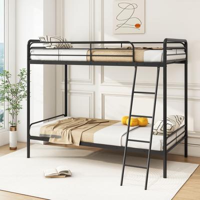 Heavy Duty Metal Bunk Bed With Ladder And Safety Guardrails, Twin Over Twin Bed Frame For Kids, Teens, Adults Heavy Duty Metal Bunk Bed With Ladder And Safety Guardrails, Twin Over Twin Bed Frame For Kids, Teens, Adults