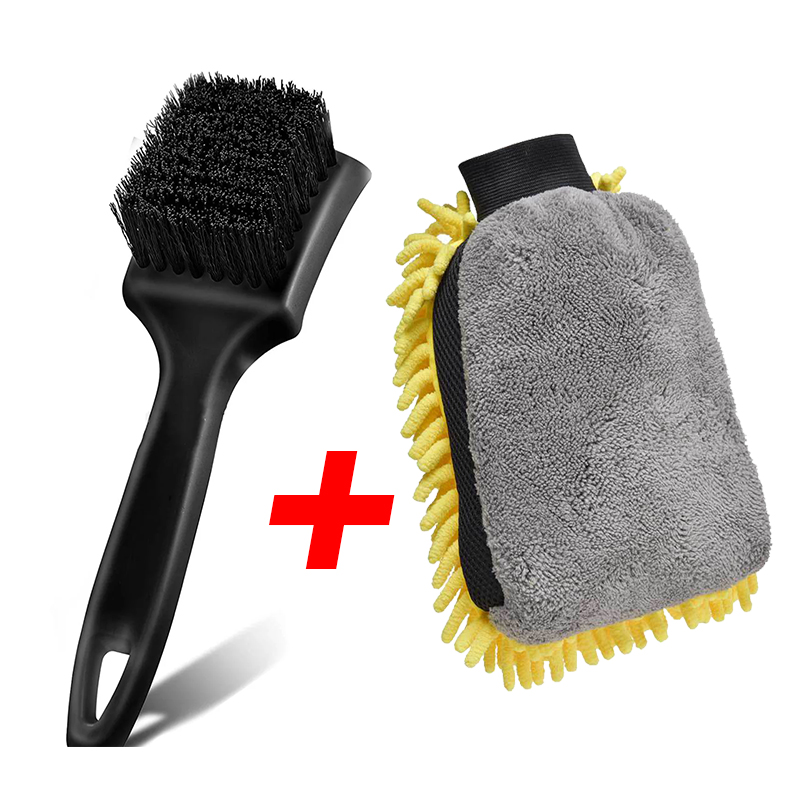 Durable Car Wheel Brush Set Tire Rim, Carpet & Hub Cleaning Brush For Auto Detailing & Washing 2pcs