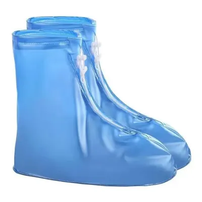 Premium Waterproof Rain Shoe Cover, Thick PVC Non Slip Protectors For Adults & Kids blue s