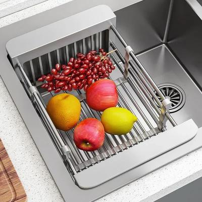 Folding Kitchen Sink Drain Rack, Stainless Steel Dish Drying Basket & Space Saving Sink Organizer Folding Kitchen Sink Drain Rack, Stainless Steel Dish Drying Basket & Space Saving Sink Organizer