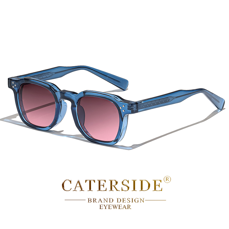 Retro Punk Men Sunglasses Small Frame Square, Personalized Design Sun Glasses For Women Travel, Party, Business Festival blue Red