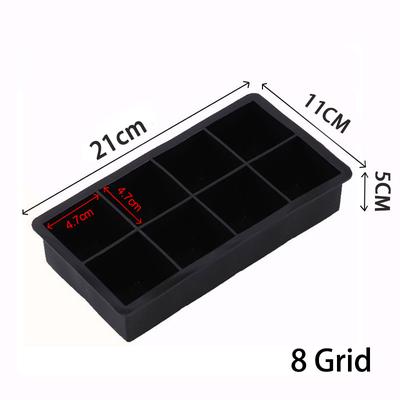 Grid Big Ice Tray Mold Box, Large Food Grade Silicone Ice Cube Square Tray For DIY Bar & Pub 8 Grid