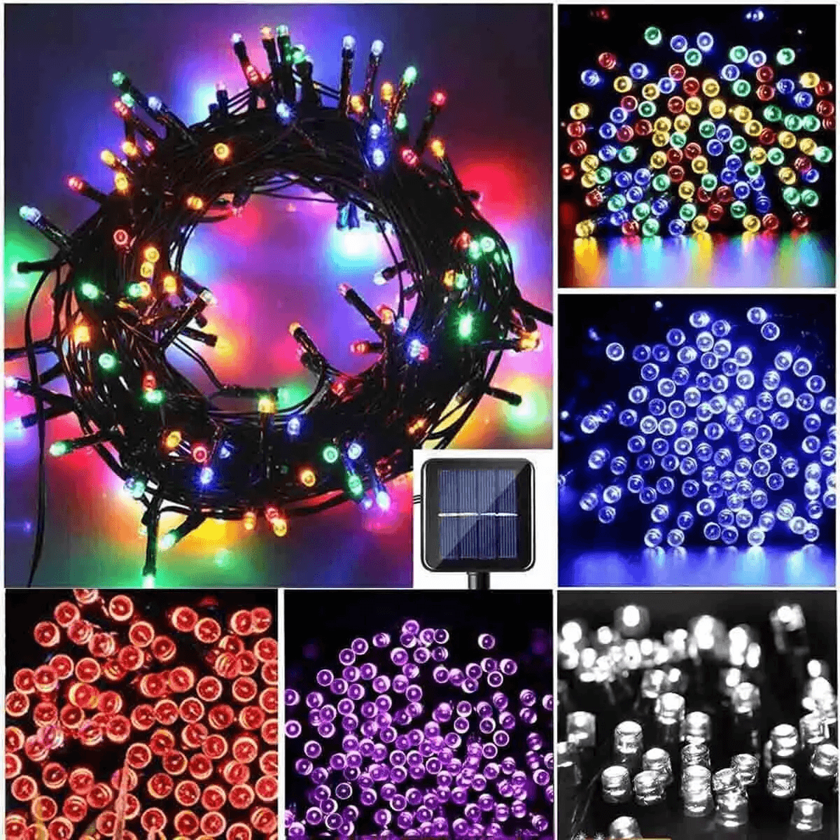 LED Solar String Lights Outdoor Garden Party Decor, Waterproof Fairy Wedding Lamp, Adjustable Solar Panel For Events blue