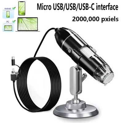 Digital Microscope Camera With LED Magnifier And USB Type C Connection 3in1 1600x 200mpx