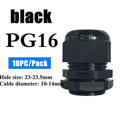 Waterproof Nylon Cable Gland Connector Joint, Cable Entry Fitting For Electrical Boxes, Panels, And Junction Enclosure pg16 Black 10pcs