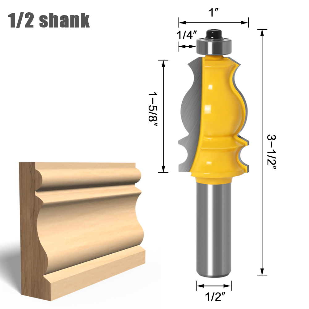 Molding Router Bit 1 2" Shank, Tenon Cutter, 8mm 12mm Shank For Woodworking, Architectural Router Bit For Wood Trim 12.7mm Shank