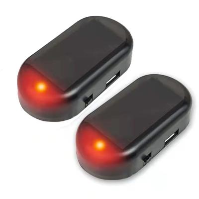Solar Powered Car Fake Security Light Super Bright Flashing Imitation Alarm Lamp, Wireless Anti Theft Strobe Signal Wi 2pcs Red