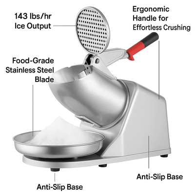 Electric Ice Shaver Machine 143 Lbs hr Snow Cone Maker & Ice Crusher Electric Ice Shaver Machine 143 Lbs hr Snow Cone Maker & Ice Crusher