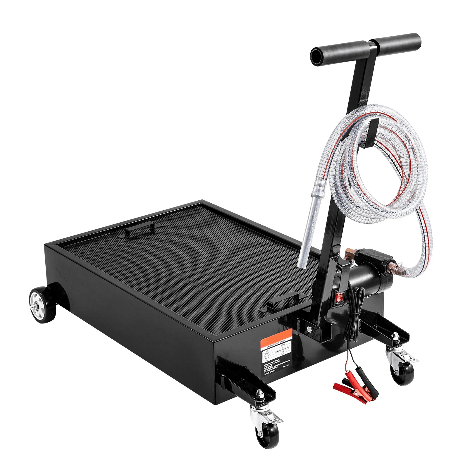 Low Profile Oil Drain Pan With Electric Pump & Swivel Casters, Professional Fluid Disposal Cart Low Profile Oil Drain Pan With Electric Pump & Swivel Casters, Professional Fluid Disposal Cart
