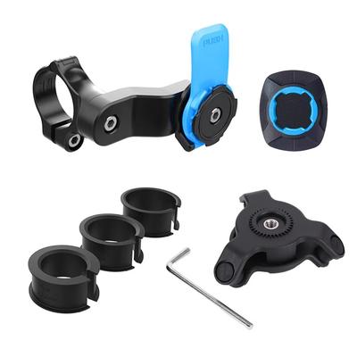Shockproof Motorcycle & Bike Phone Holder 360 Rotating Handlebar Mount With Quad Lock & GPS Support blue Set B