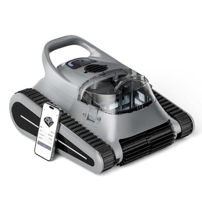 Cordless Robotic Cleaner For Inground Pools, Battery Waterline Cleaning Vacuum With Auto Dock & Dual space Gray
