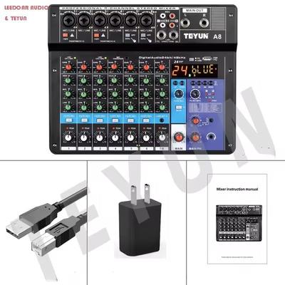 Multi Channel DJ Audio Mixer Console With Bluetooth And USB Recording 8 channel us Plug