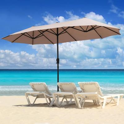 Large Patio Umbrella, Outdoor Double Sided Market Canopy, Extra Large Table Umbrella With Easy Crank For Yard, Garden khaki