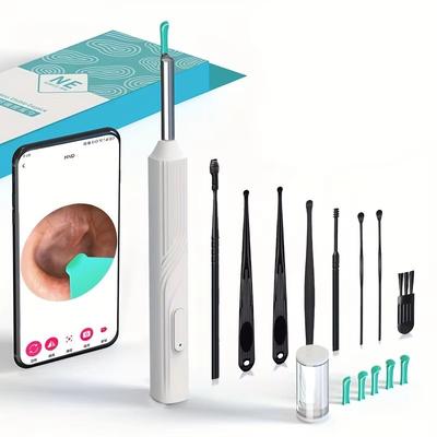 Smart HD Ear Wax Remover With Camera 1080P Otoscope & LED Ear Cleaner Set white